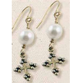 Pearl Cross Earrings